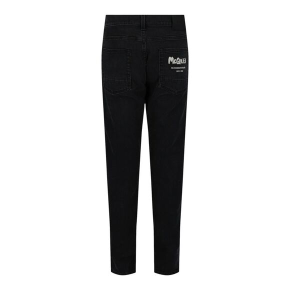 Alexander McQueen Graffiti Denim Jeans Black Mens